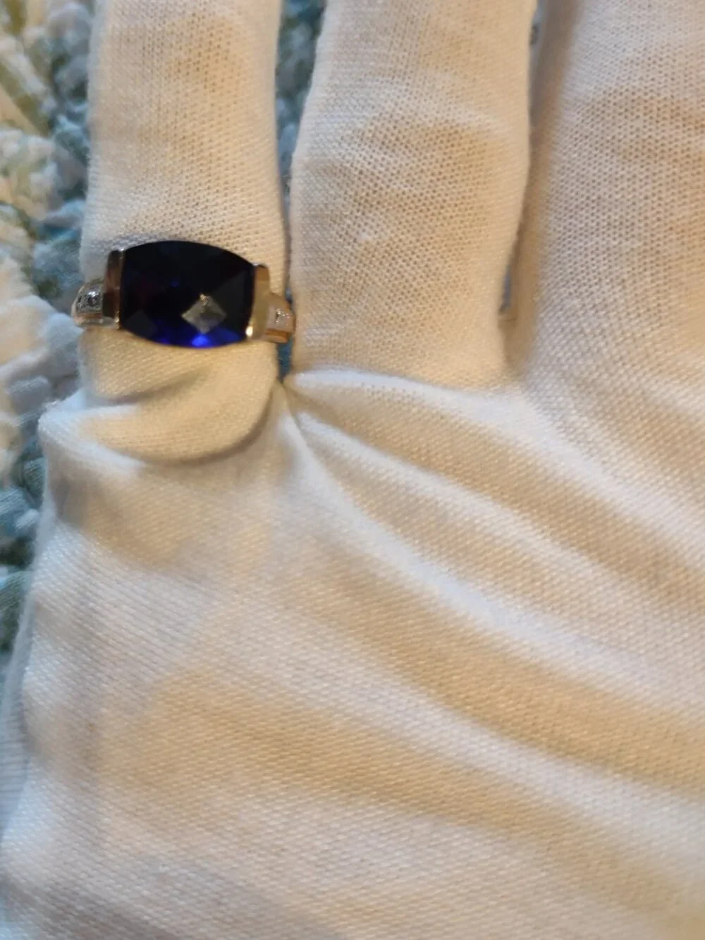 Rosegold Plated Sterling Silver 925 w/Deep Blue Sapphire-Cushion Cut Ring Sz 7.5